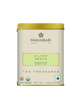 Makaibari Tea Treasures Silver Green Darjeeling Green Tea - 100gm Tin Caddy, 3.5 Ounce | USDA Certified Premium Loose Long Leaf Green Tea - Medium Caffeine Loose Leaves